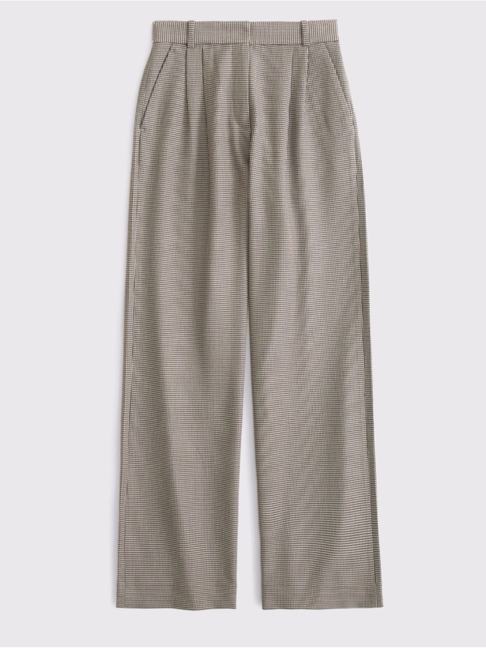 Abercrombie & Fitch Sloan Wide-Leg Check Pants in Beige and Gray